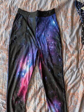 Black Milk Galaxy Purple Cuffed Pants